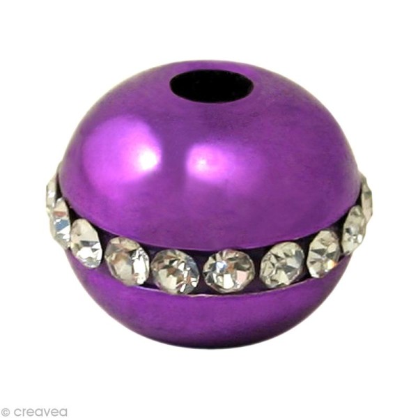 Perle Shamballa 10 mm Deluxe - Violet - Photo n°1