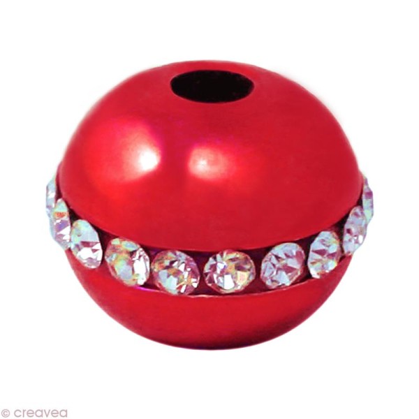 Perle Shamballa 10 mm Deluxe - Rouge - Photo n°1