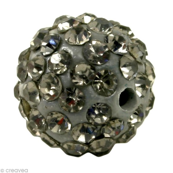 Perle Shamballa 12 mm - Noir diamant - Photo n°1