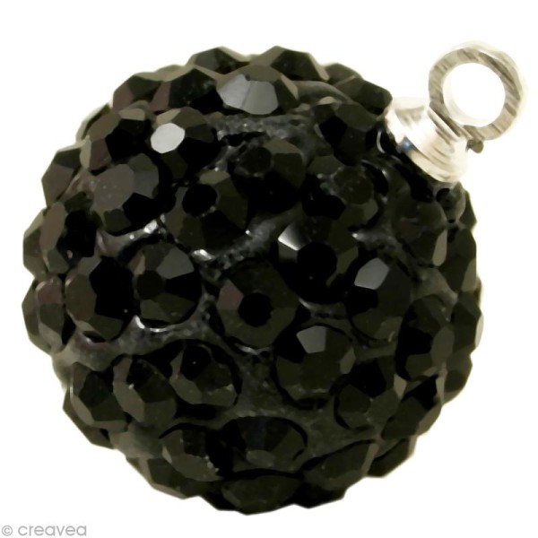 Perle Shamballa pendentif 12 mm - Noir quartz - Photo n°1