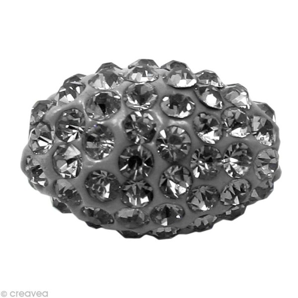 Perle Shamballa ovale 10 x 15 mm - Noir diamant - Photo n°1