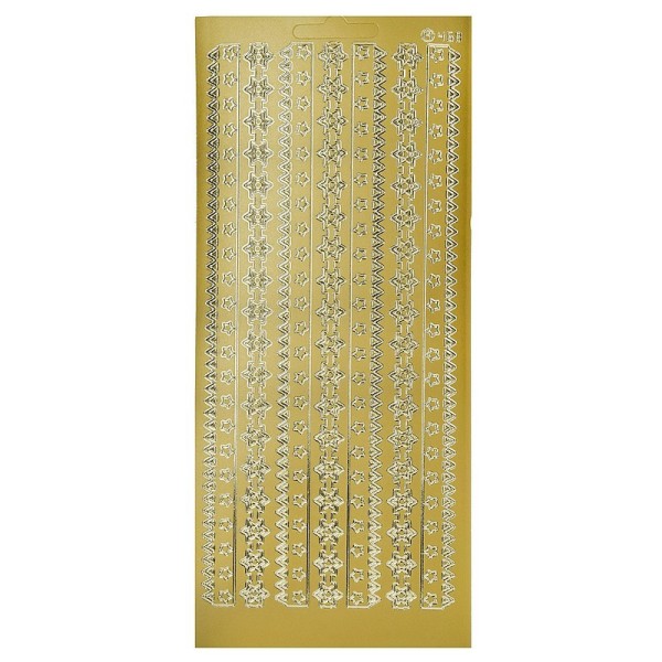 Sticker de contour Lignes d'Étoiles Dorées, Planche 10x23 cm, autocollants peel off pour scrapbookin - Photo n°1