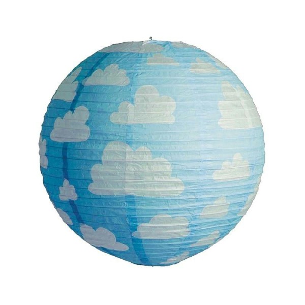 Lanterne japonaise couleur Bleue à Nuages, boule chinoise de 35 cm en papier, à suspendre pour anniv - Photo n°1