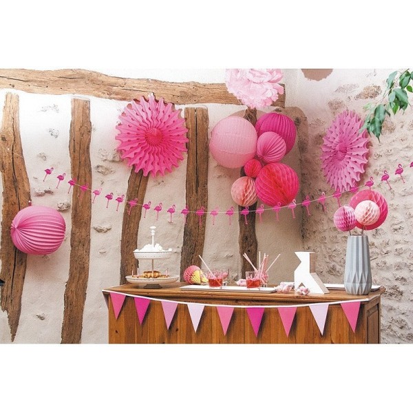 Lampion boule rose, 20 cm, Papier accordéon, anniversaire baby shower mariage - Photo n°3