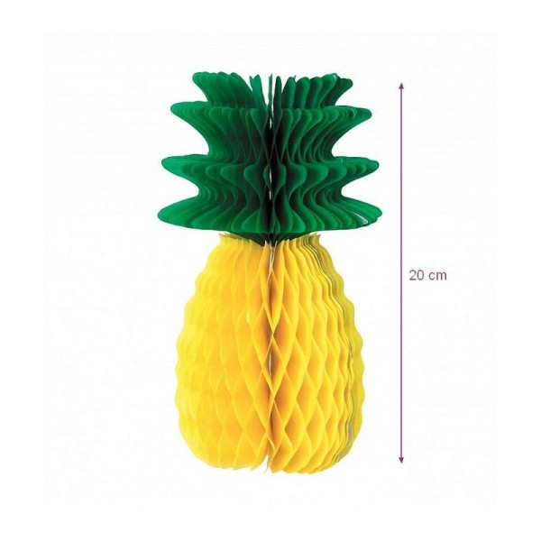 Petit Ananas Alvéolé jaune et vert, h.20 cm, décoration estivale et exotique - Photo n°1