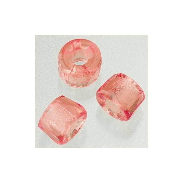 Perles cylindrique en verre facetté 9 mm à grand trou, lot de 6 - Photo n°3