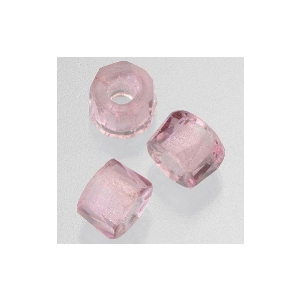 Perles cylindrique en verre facetté 9 mm à grand trou, lot de 6 - Photo n°4