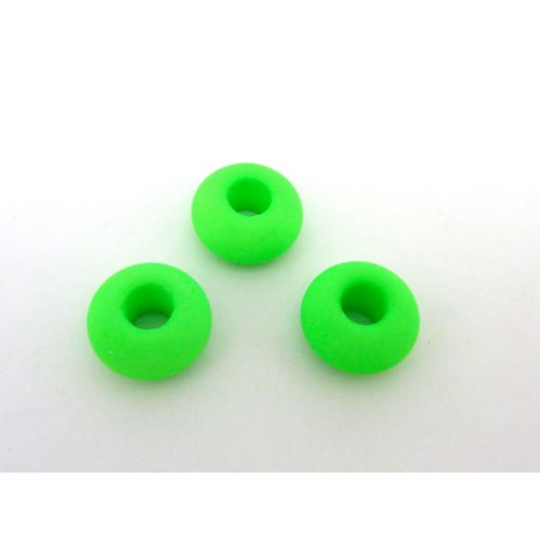 R-3 Perles Donut 14,4mm En Verre De Couleur Vert Fluo À Gros - Photo n°2