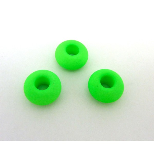 R-3 Perles Donut 14,4mm En Verre De Couleur Vert Fluo À Gros - Photo n°3