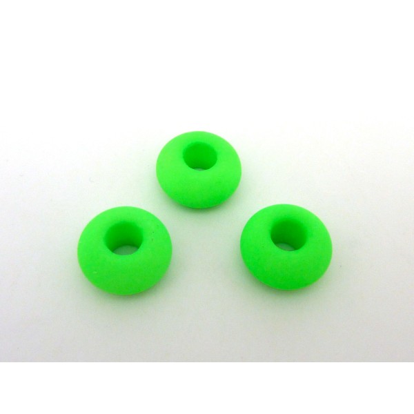 R-3 Perles Donut 14,4mm En Verre De Couleur Vert Fluo À Gros - Photo n°4