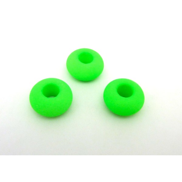 R-3 Perles Donut 14,4mm En Verre De Couleur Vert Fluo À Gros - Photo n°1