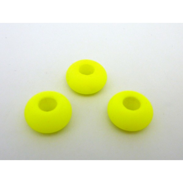 R-3 Perles Donut 14,4mm En Verre De Couleur Jaune Fluo À Gros - Photo n°2