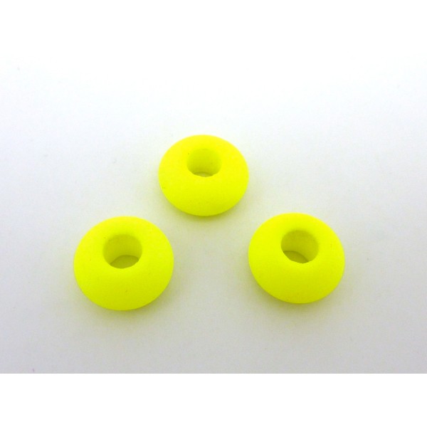 R-3 Perles Donut 14,4mm En Verre De Couleur Jaune Fluo À Gros - Photo n°1