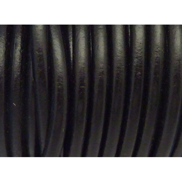 R-1m De Cordon Cuir Rond 5,3mm De Couleur Noir - Photo n°1