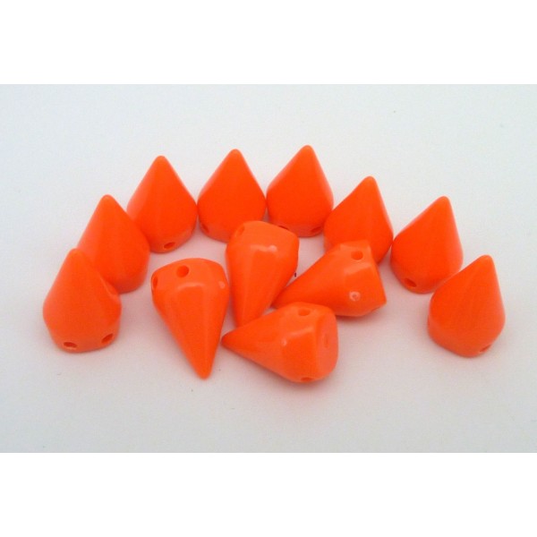 R-20 Perles Clous Connecteur 15x10mm Orange Fluo Double Trous- Punk Rock - Conique - Photo n°2
