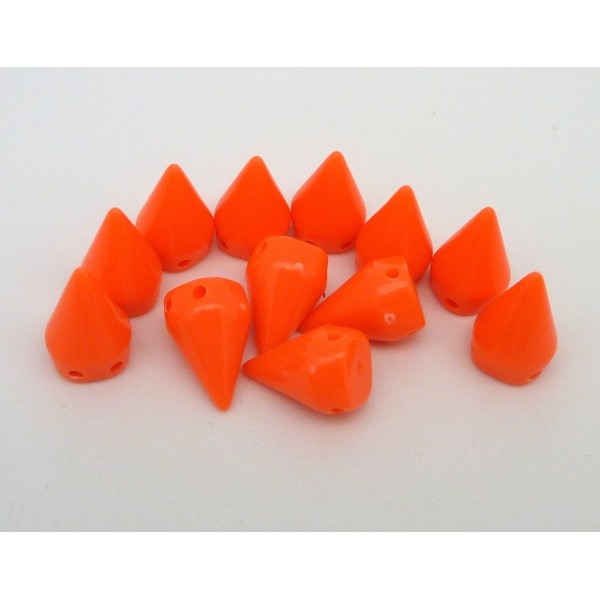R-20 Perles Clous Connecteur 15x10mm Orange Fluo Double Trous- Punk Rock - Conique - Photo n°3