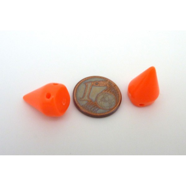 R-20 Perles Clous Connecteur 15x10mm Orange Fluo Double Trous- Punk Rock - Conique - Photo n°4