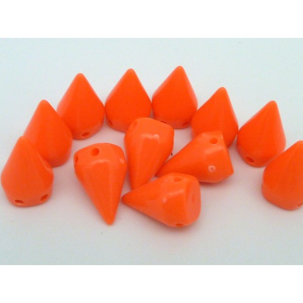 R-20 Perles Clous Connecteur 15x10mm Orange Fluo Double Trous- Punk Rock - Conique - Photo n°1