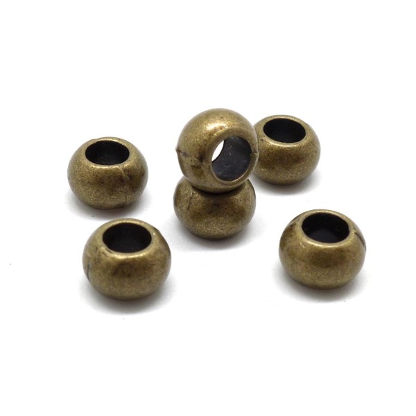 R-10 Perles Ronde Bronze 9mm En Métal À Gros Trou - Photo n°2