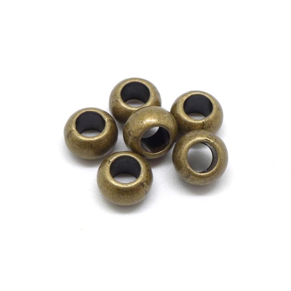 R-10 Perles Ronde Bronze 9mm En Métal À Gros Trou - Photo n°3