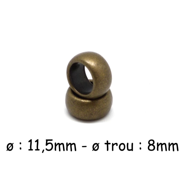 10 Perles Bronze Anneau En Métal À Gros Trou 8mm - Photo n°1