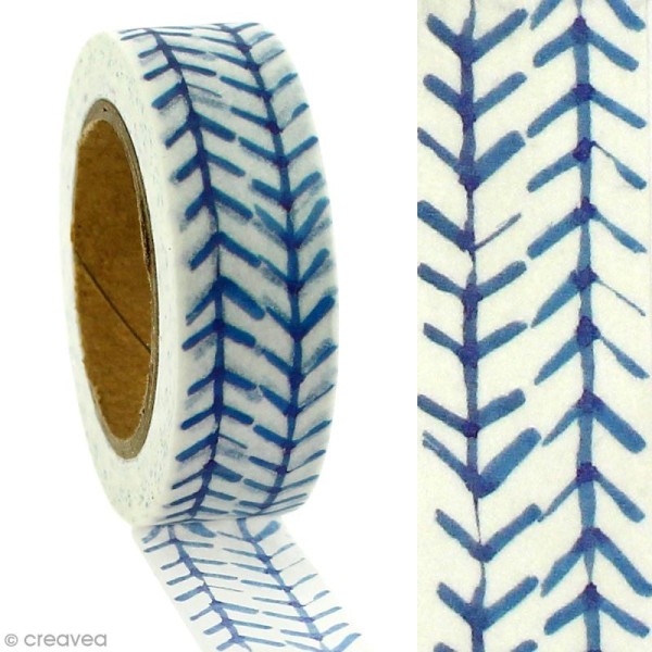 Masking tape Flèches bleues sur fond blanc - 1,5 cm x 5 m - Photo n°2