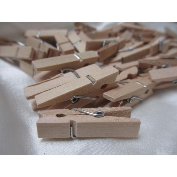 Mini pinces à linge en bois brut,ton naturel,35mm*7mm,10 pièces - Photo n°4