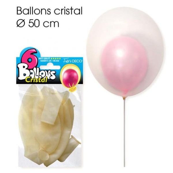 6 Ballons cristal 50 cm - Photo n°1