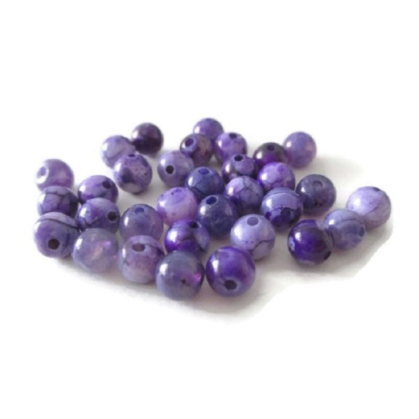 10 Perles Jade Naturelle Tons Violet 6mm - Photo n°1
