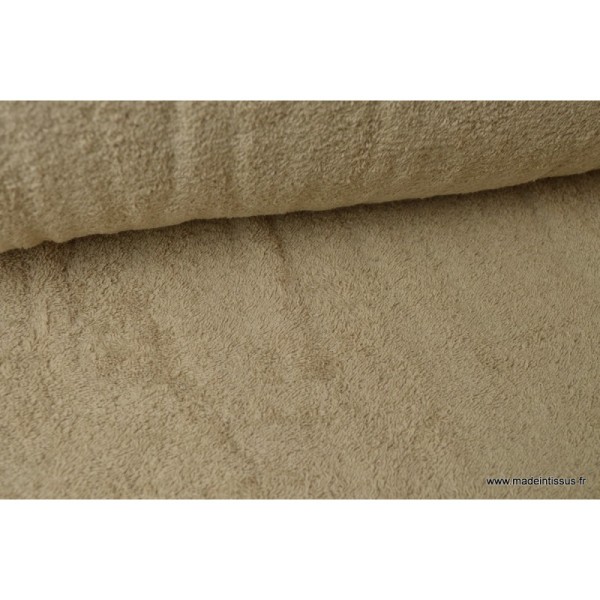 Tissu Eponge 100% coton beige lisiere cousue. - Photo n°3