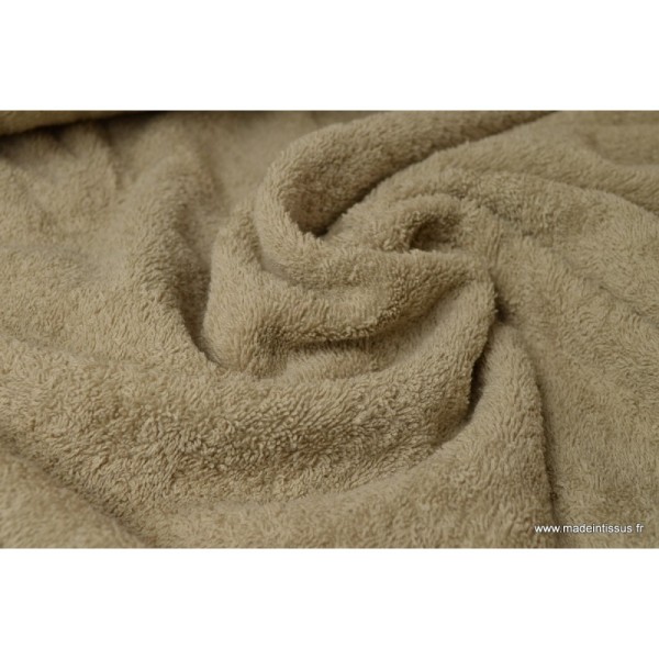 Tissu Eponge 100% coton beige lisiere cousue. - Photo n°4