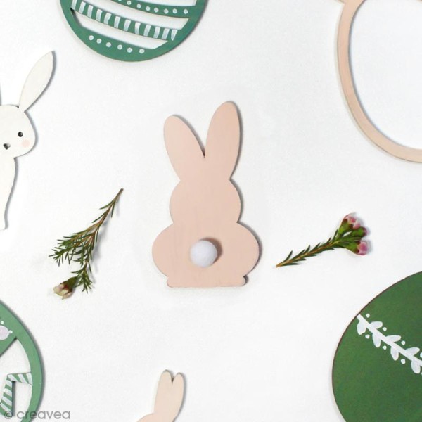 Silhouette lapin de Pâques en bois à décorer - 8 cm - Photo n°2