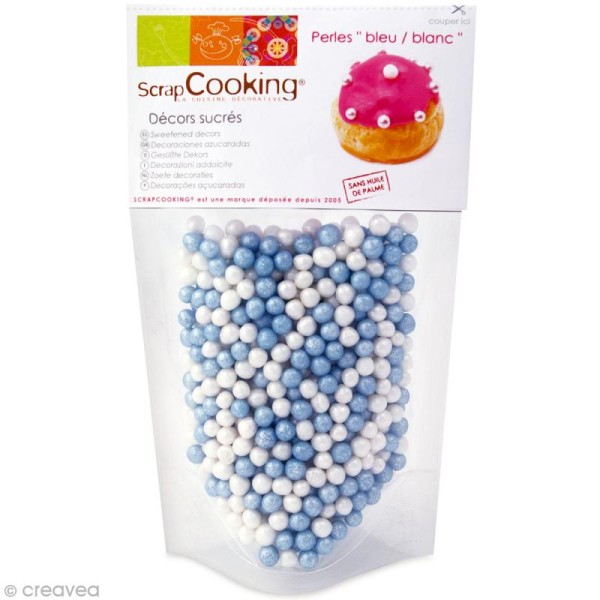 Décors sucre gâteaux - Perles Bleu et blanc - 60 g - Photo n°1