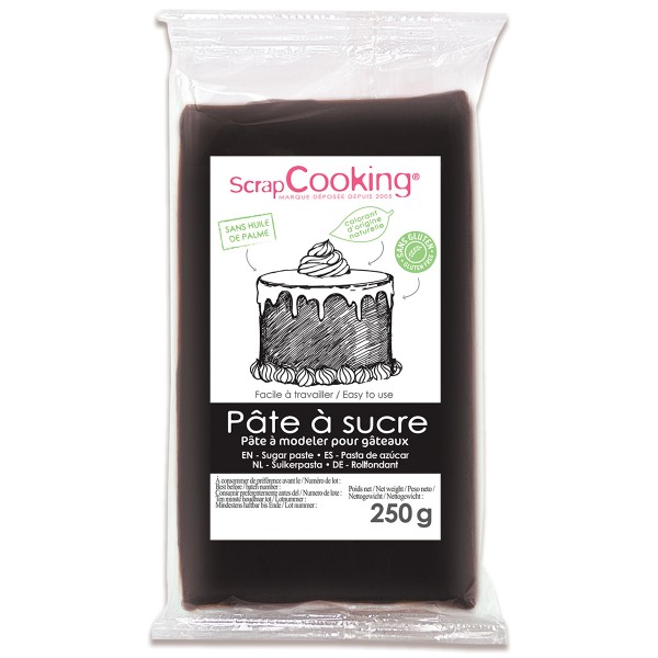 Pâte à sucre Noire 250 g - Goût vanille - Photo n°1