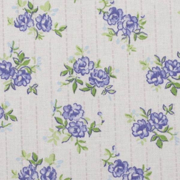 Tissu fleur pointillé - Bleu- Par 50cm - Oeko-Tex® - Photo n°2