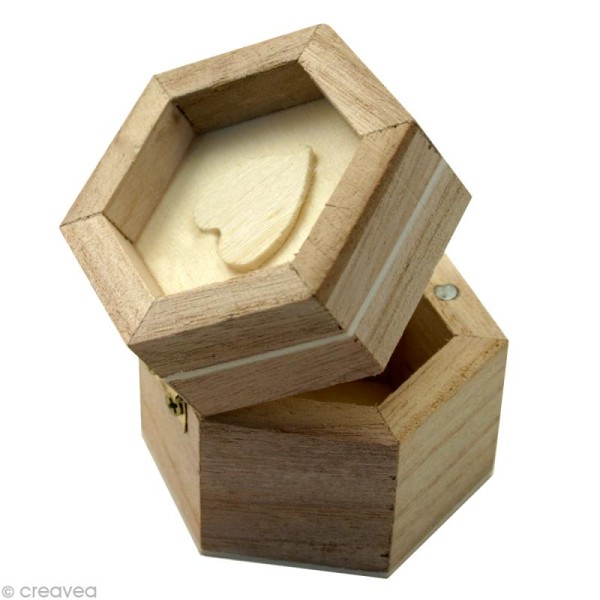 Boite en bois hexagonale - 6 cm - Photo n°1