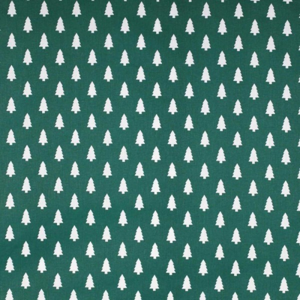 Tissu coton cretonne mini sapins - Vert sapin - Photo n°2