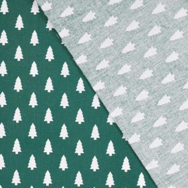 Tissu coton cretonne mini sapins - Vert sapin - Photo n°4