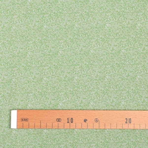 Tissu coton fines feuilles - Vert- Par 50cm - Photo n°3