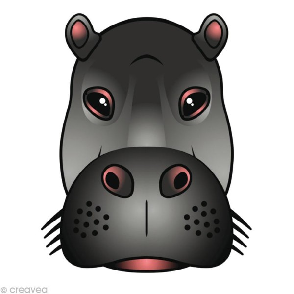 Masque 3D à monter - Hippopotame 26 cm - Photo n°1