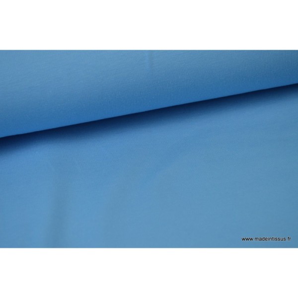 Tissu JERSEY coton elasthanne bleu - Photo n°3