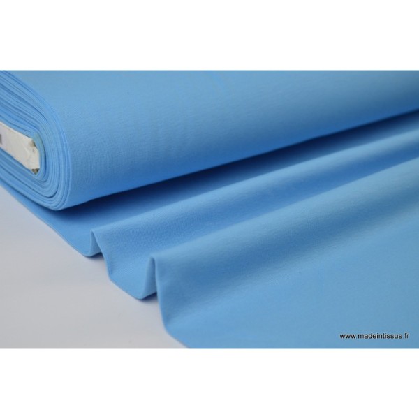 Tissu JERSEY coton elasthanne bleu - Photo n°1
