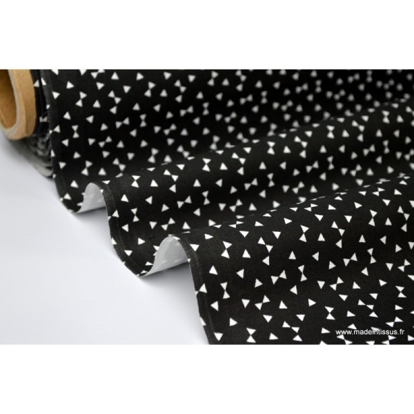 Tissu 100% coton dessin triangles noir. - Photo n°2