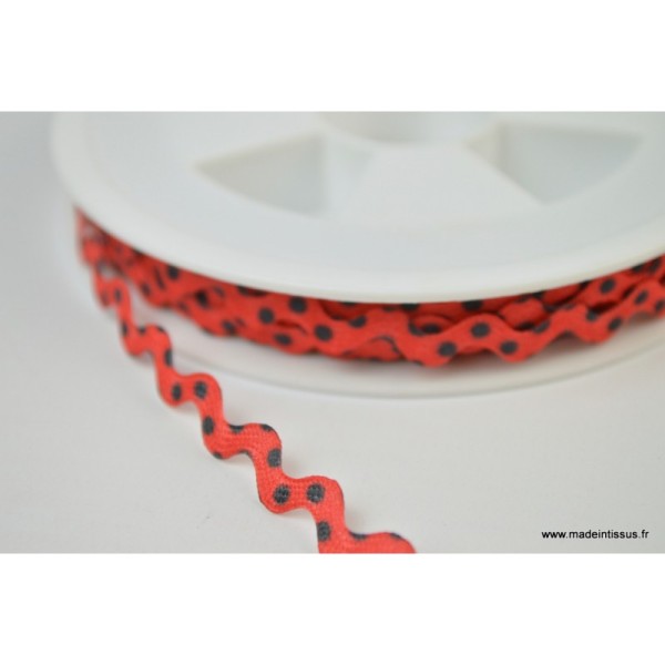 Serpentine Croquet à Pois Noir sur fond Rouge 9mm x1m - Photo n°1