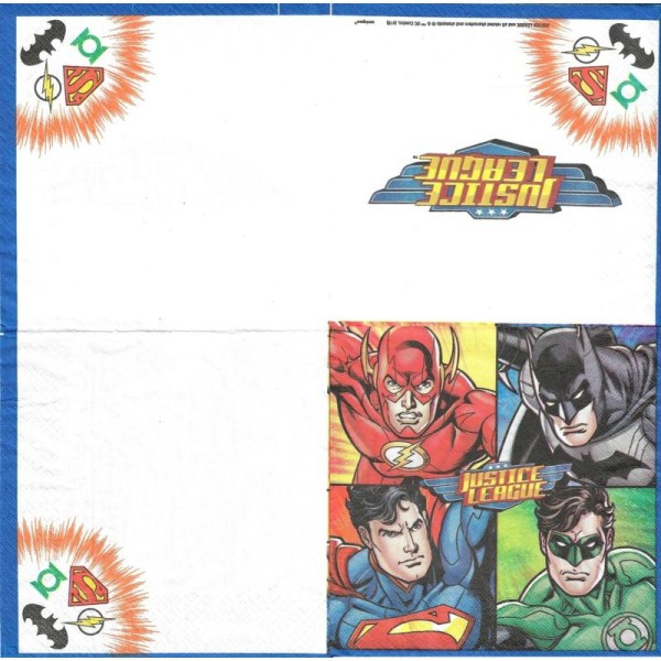 4 Serviettes en papier Justice League Super Héros Format Lunch - Photo n°2