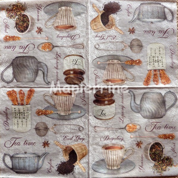 4 serviettes en papier découpage collage 33 cm TEA TIME CAFE DEJEUNER - Photo n°2