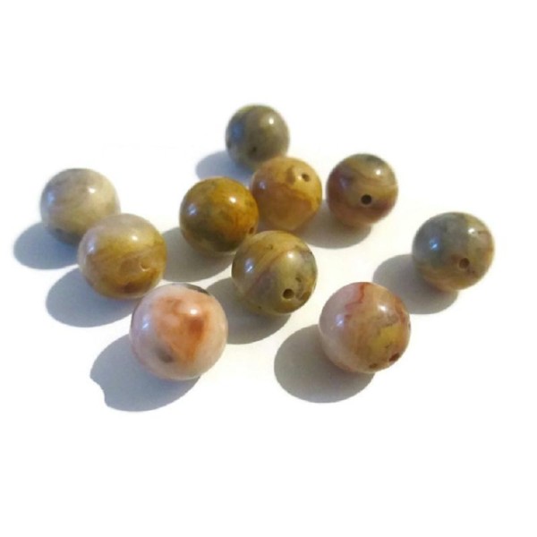 10 Perles Naturelles Jaspe Paysage Ronde 10mm - Photo n°1