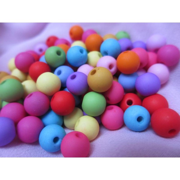Perles rondes,acryliques,8mm,mixe couleurs,50pièces - Photo n°2