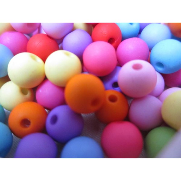 Perles rondes,acryliques,8mm,mixe couleurs,50pièces - Photo n°3