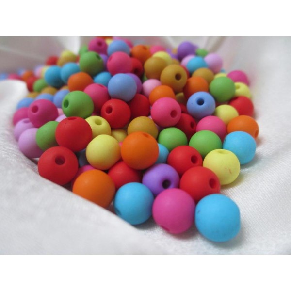 Perles rondes,acryliques,8mm,mixe couleurs,50pièces - Photo n°1